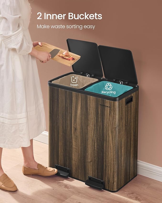 SONGMICS Trash Can, 2 x 8-Gallon Garbage Can - Image 7