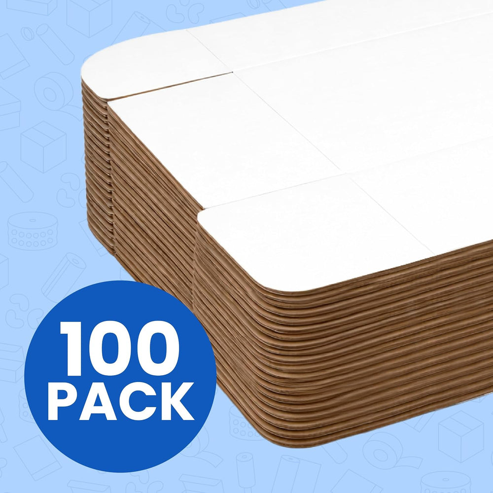 The Boxery Small White Shipping Boxes, 8x4x2-inch Corrugated Cardboard Mailer...
