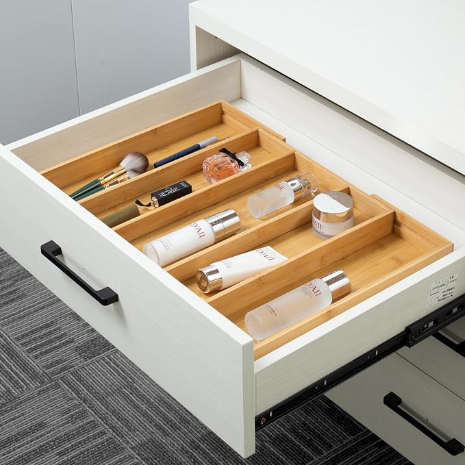 Utoplike Bamboo Expandable Kitchen Drawer Organizer, Adjustable Utensil Holder - Image 7