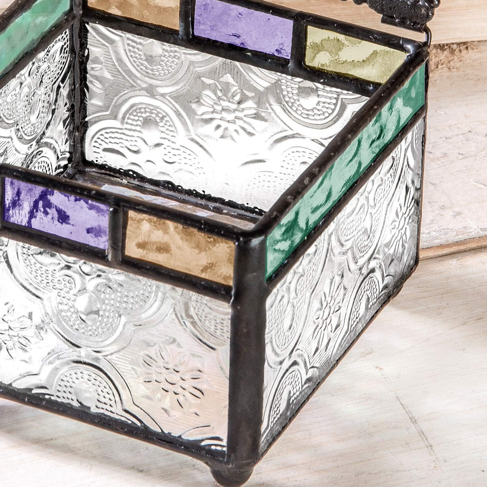 Personalized Jewelry Box Decorative Vanity Display Colorful Stained Glass Kee...