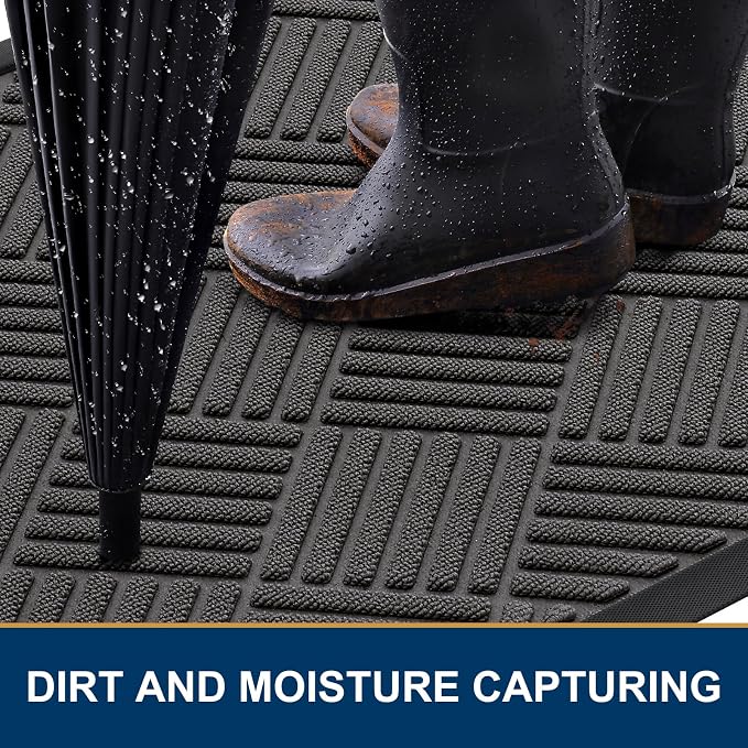 Smiry Front Door Mat Outside Entrance, Heavy Duty Outdoor Indoor Natural Rubber - Image 3