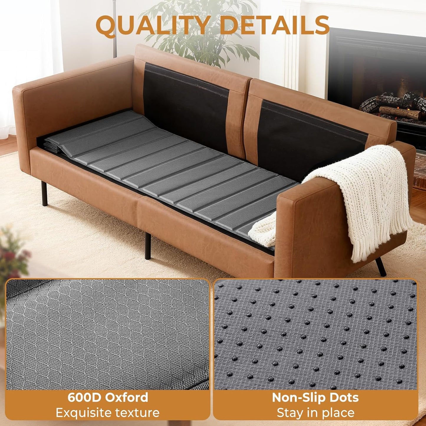 Heavy Duty Couch Cushion Support Board for Sagging Sofa, 21.5''x70''Sofa, Thick Reinforced Wood Boards Add Strong Seat Supports, Under Couch Insert with Anti-Slip Dots,Grey