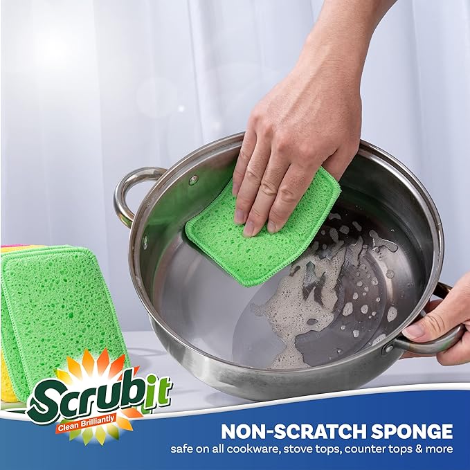Scrub and Wipe Cleaning Pads – SCRUBIT Dual Sided Scouring Pad and Sponge - Image 4