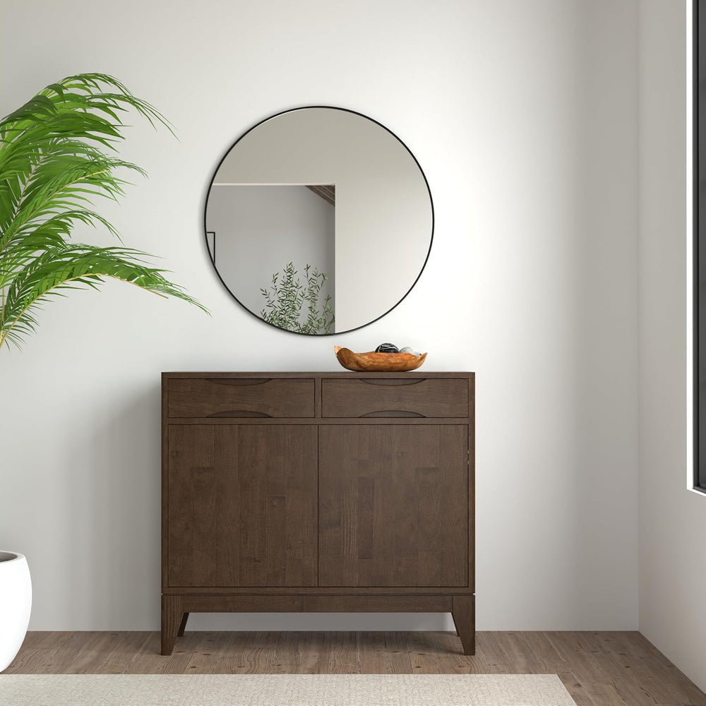SIMPLIHOME Harper 40" Wide Solid Wood Cabinet in Walnut Brown