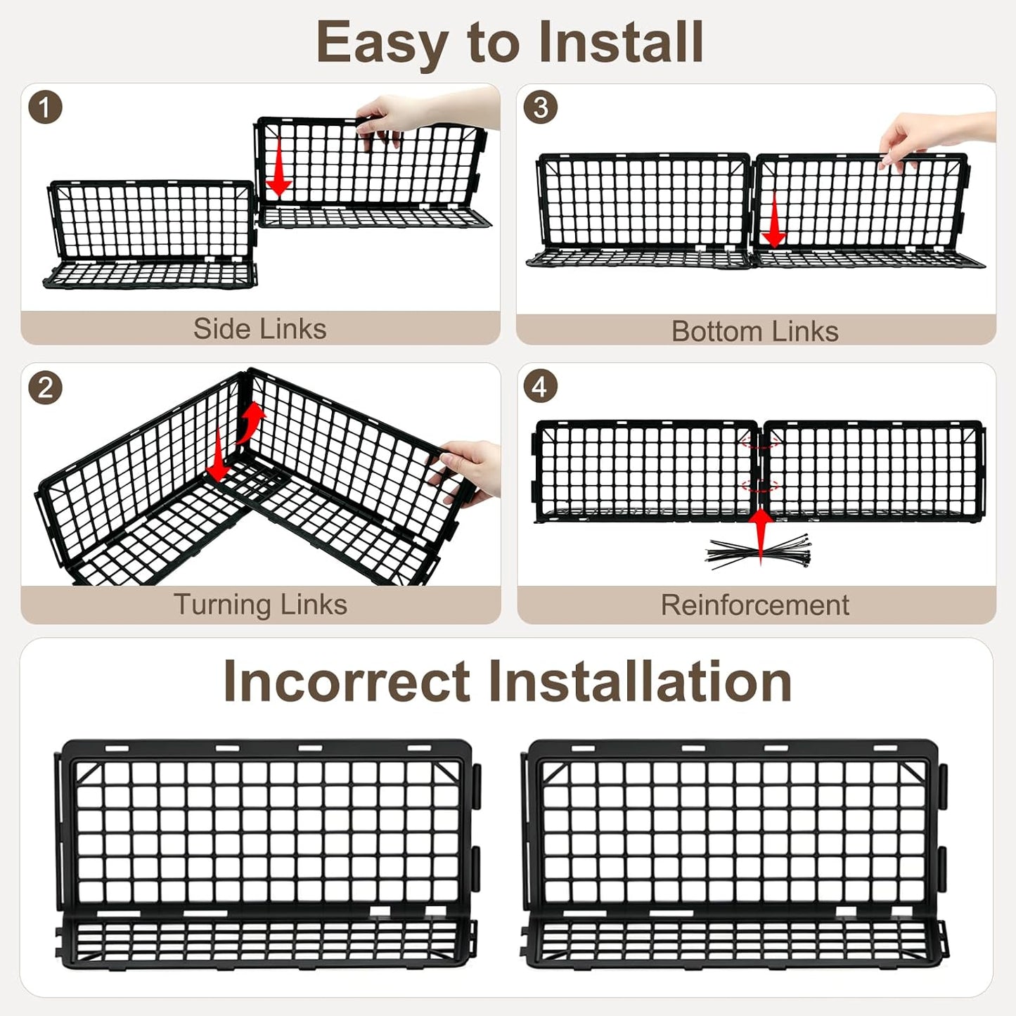 12 Pack Under Couch Blocker for Pets, Adjustable Furniture Under Bed Blocker with 30 Ties, Plastic Couch Barrier for Dogs, Cats and Small Items, Black