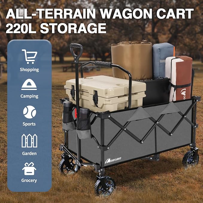 Moon Lence Collapsible Folding Wagon Cart Heavy Duty Folding Garden Portable - Image 8