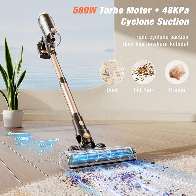Cordless Vacuum Cleaner, 580W 48KPA 70 Mins Vacuum Cleaners - Image 2