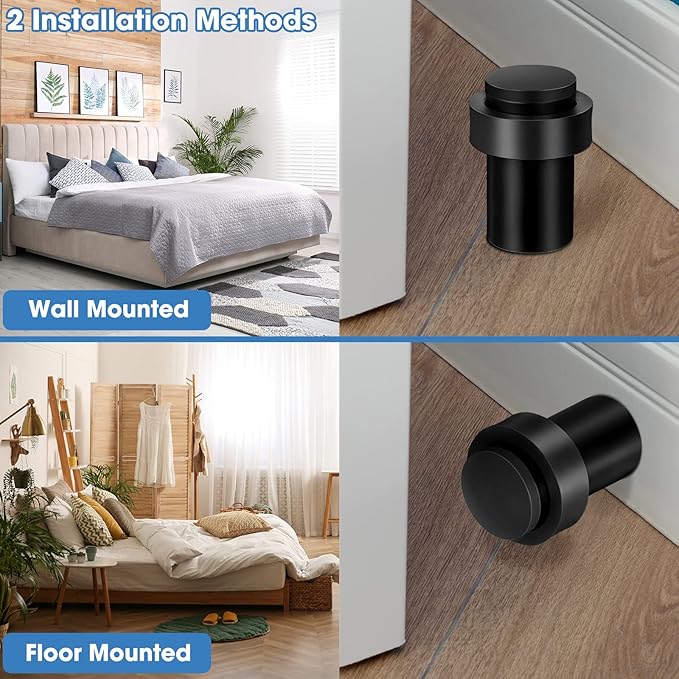 Chumia 10 Pcs Door Stopper Mounted Floor Stops Stainless Steel Cylindrical - Image 6