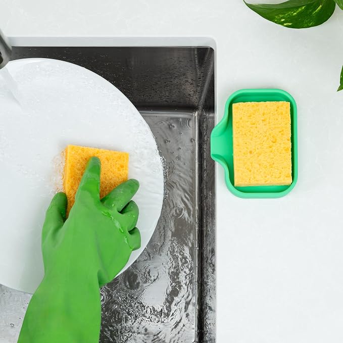 Zulay Kitchen Small Silicone Sponge Holder – Space-Saving Sink Organizer Tray - Image 3