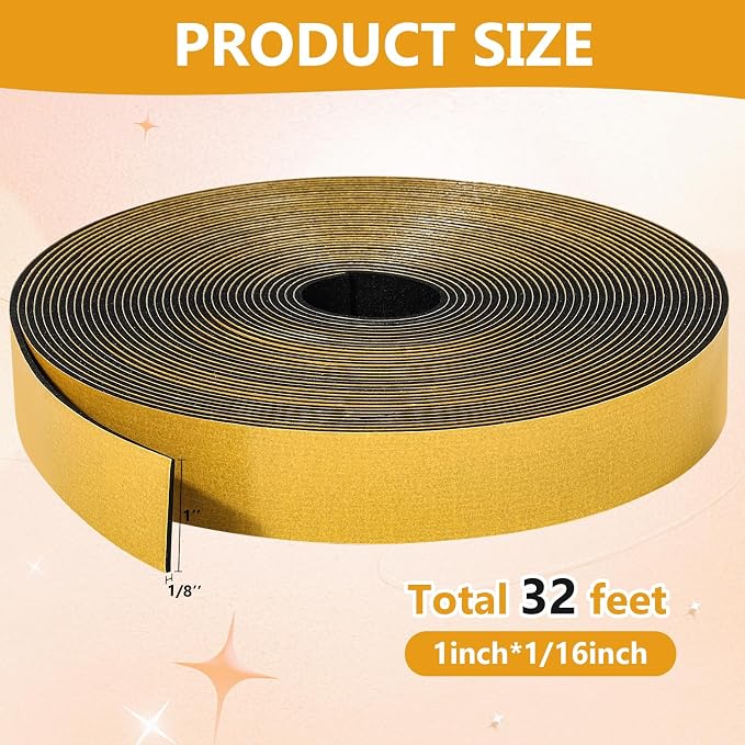 32Feet Weather Stripping Seal for Door Window, High Density Foam Tape, - Image 2