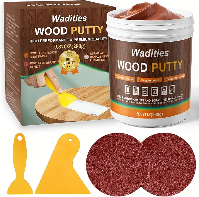 Walnut Wood Filler, Walnut Wood Putty, Paintable Stainable Wood Repair Putty by Wadities