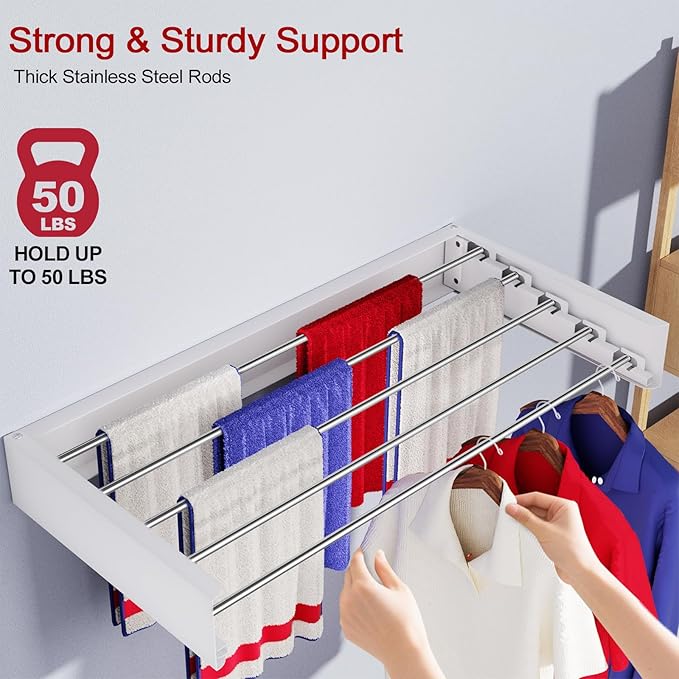 Wall Mounted Drying Rack 31.5", Foldable Laundry Drying Rack - Image 5