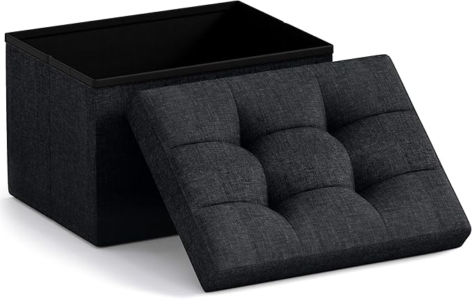 Ornavo Home Small Storage Ottoman Foldable Collapsible Rectangle Linen Ottoman by OrnavoHome
