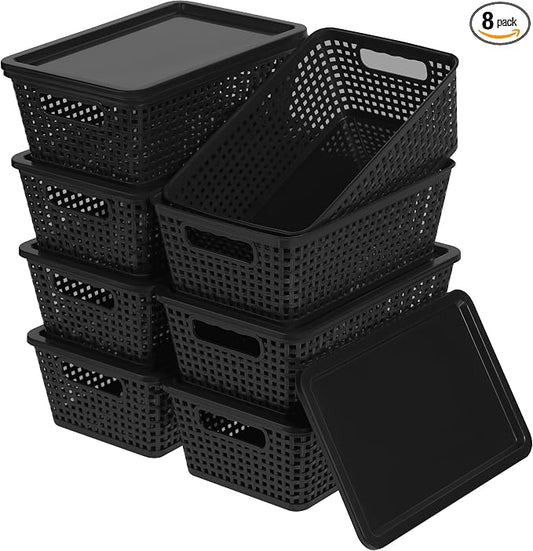 Plastic Storage Baskets With Lid, Storage Bins by Unknown