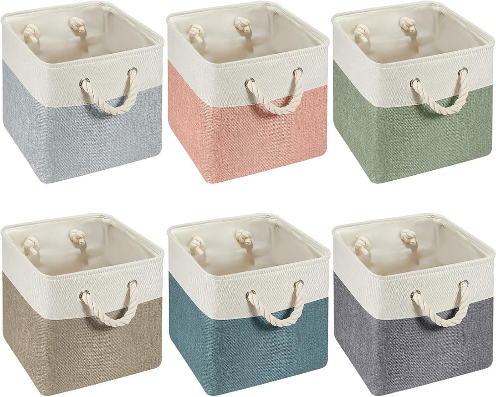 6 Pack 13x13 Inch Cube Storage Bins Fabric Square Cube Basket, Dark Morandi