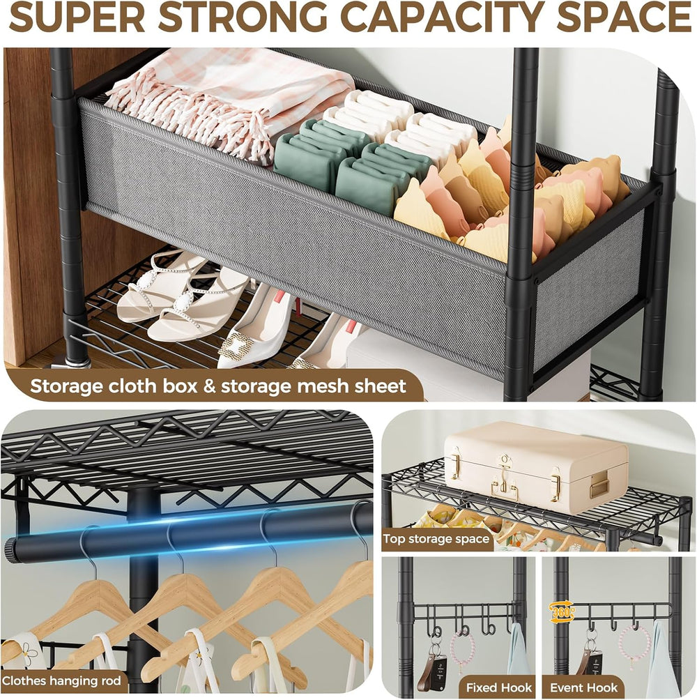 Golpart Heavy Duty Rolling Clothes Rack Wheels Portable Metal Garment Rack