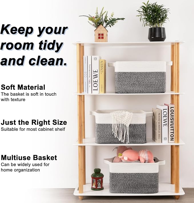 OIAHOMY 3 Pack Storage Basket for Organizing, toy organizers, Stylish Room Decor - Image 2
