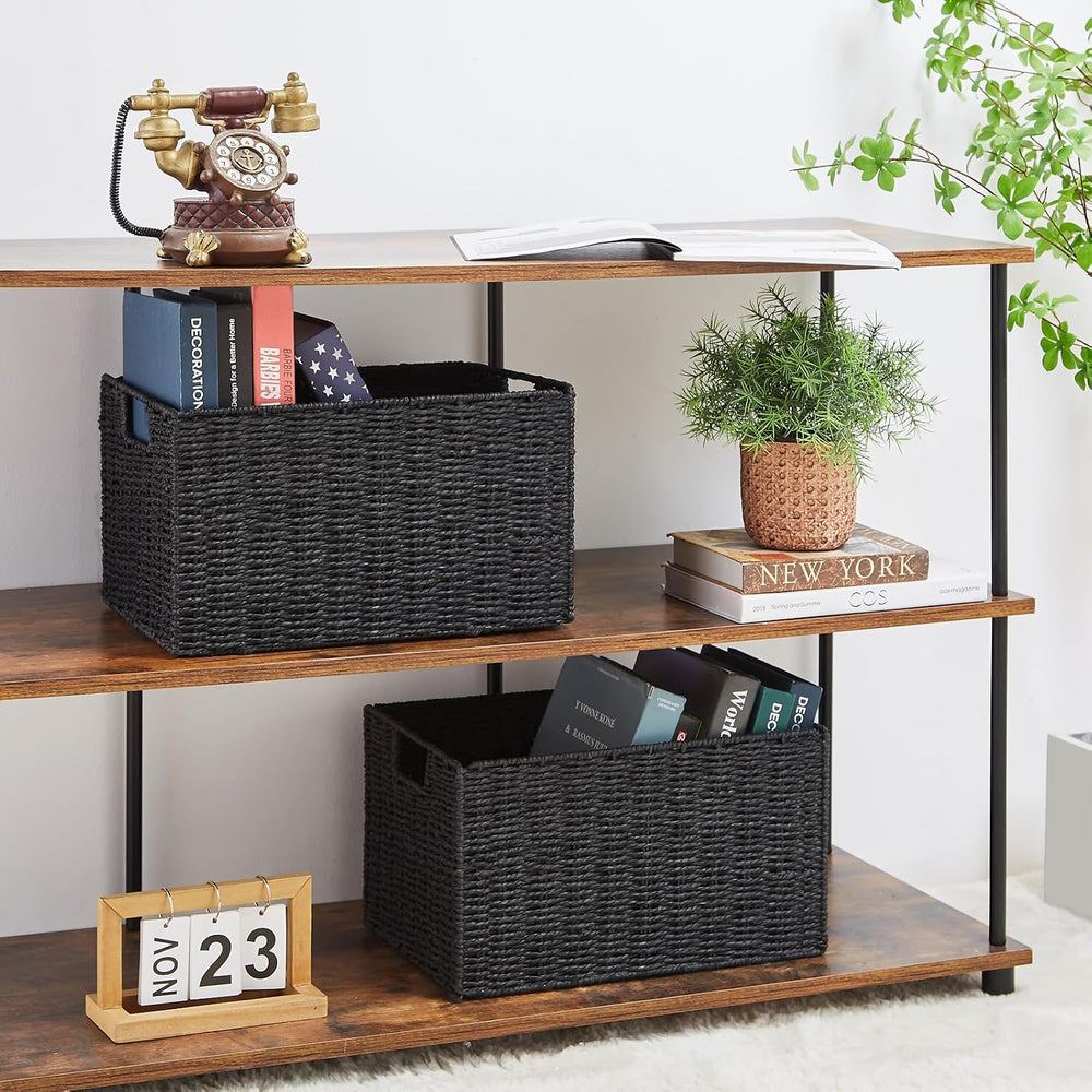 Vagusicc Wicker Storage Basket, Set of 2 Hand-Woven Paper Rope Wicker Basket,...