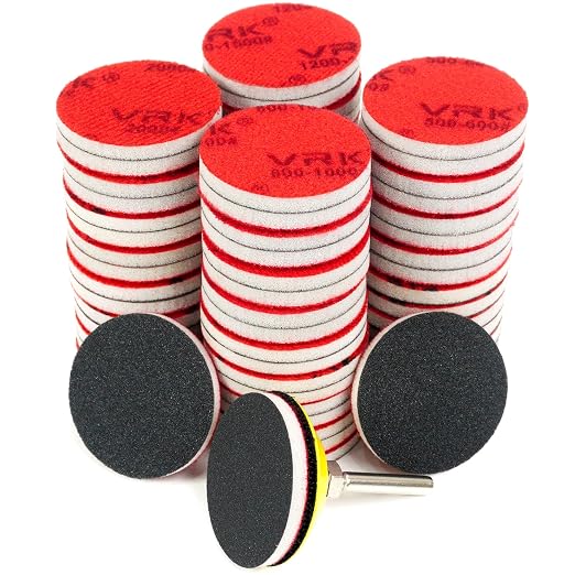 64 PCS 2 Inch Sanding Disc Pad, Hook and Loop Sanding Pads 180 to 3000 Wet Dry by VRKET