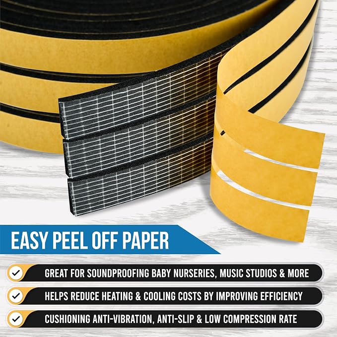 High Density Foam Weather Stripping Door Seal Strip Insulation Tape Roll - Image 7