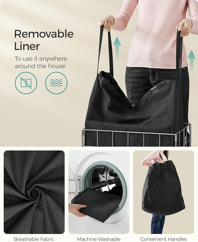 SONGMICS Laundry Hamper, 23.8 Gal. Laundry Basket, Collapsible Clothes Hamper - Image 6