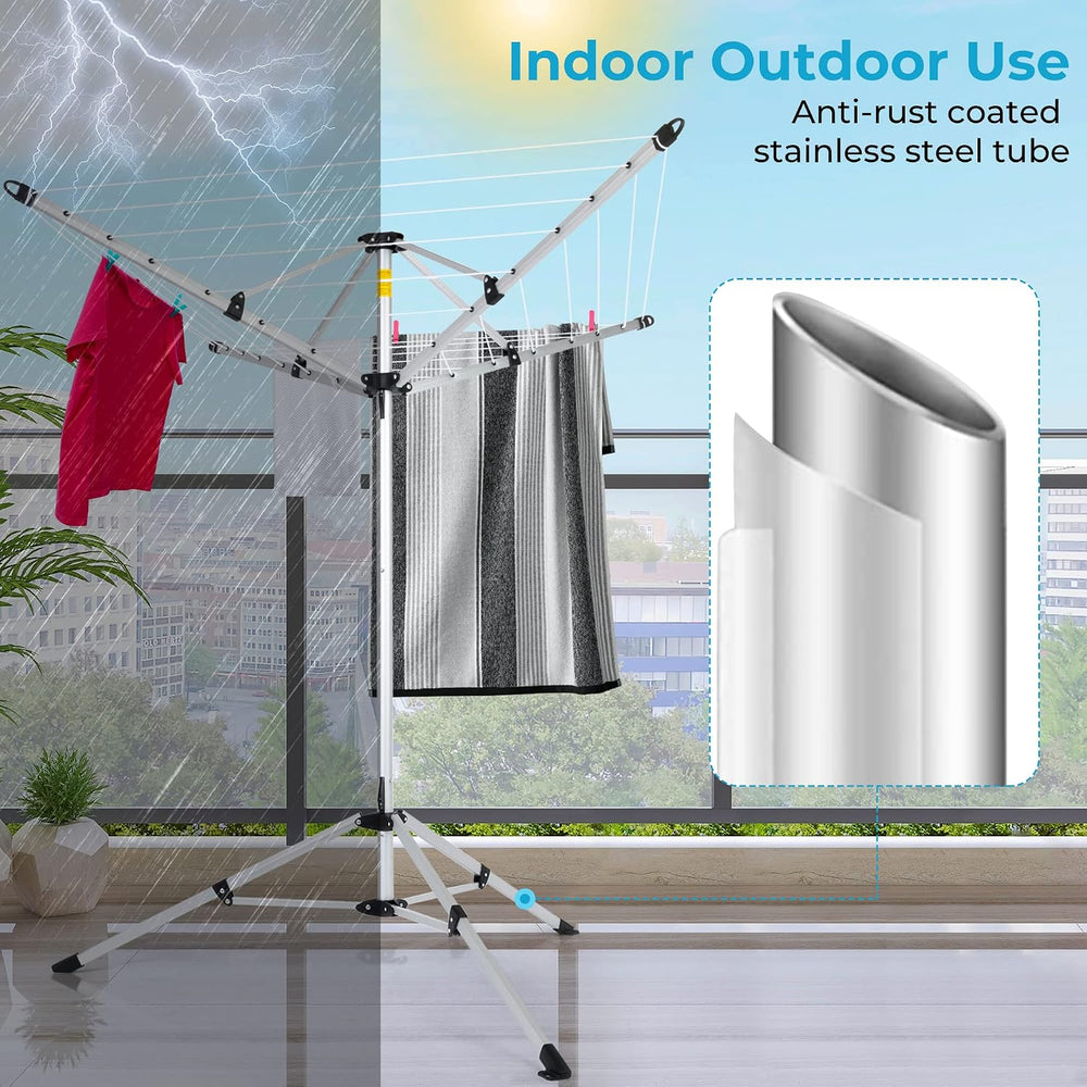 JS HANGER Drying Natural Clothes Airer Outdoor Portable 4-arm Aluminum Drying...