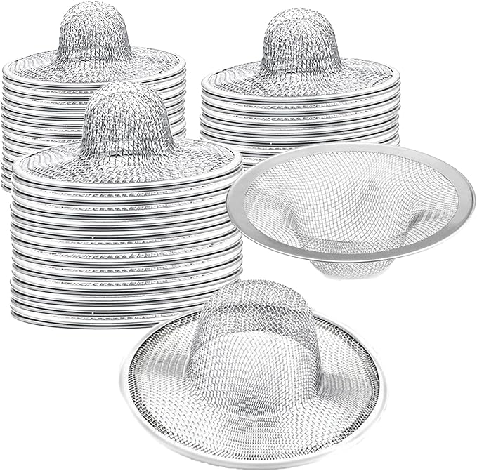 50 pcs Heavy Duty Stainless Steel Slop Basket Filter Trap, 2.75" Top / 1" Mesh by BESSEEK