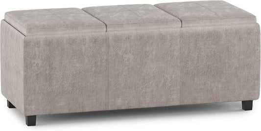 SIMPLIHOME Avalon 42 inch Wide Contemporary Rectangle Storage Ottoman in by SimpliHome