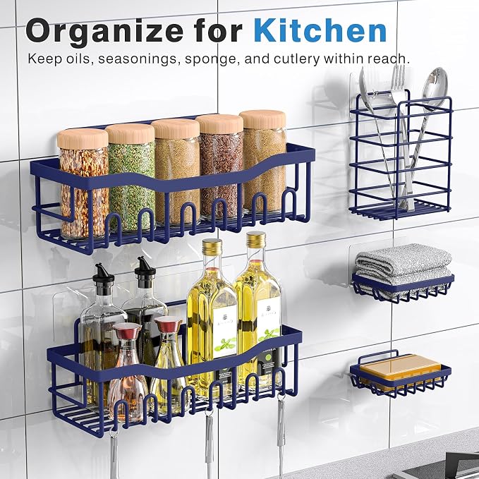 EUDELE 5-Pack Rustproof Stainless Steel Shower Caddy – No Drill Adhesive - Image 6