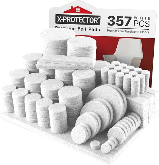 357 pcs White Felt Furniture Pads X-Protector! Huge Quantity of Furniture Pads by X-Protector
