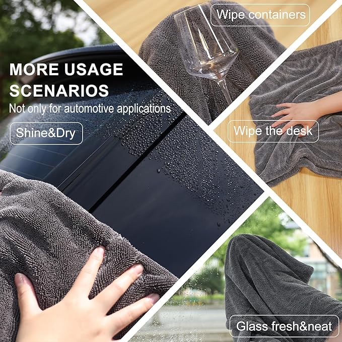 2 Pack XL Car Drying Towel – 1300GSM Ultra Absorbent Microfiber, Twisted Loop - Image 7