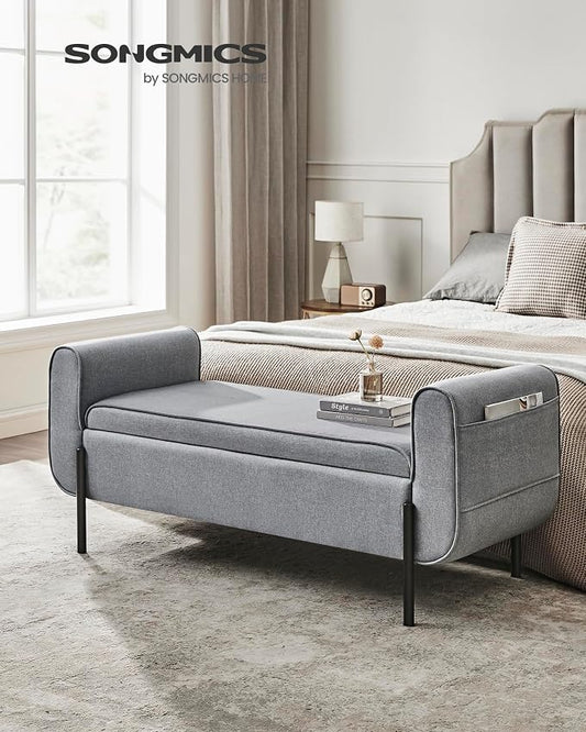 SONGMICS Storage Bench with Armrests, Ottoman - Image 2