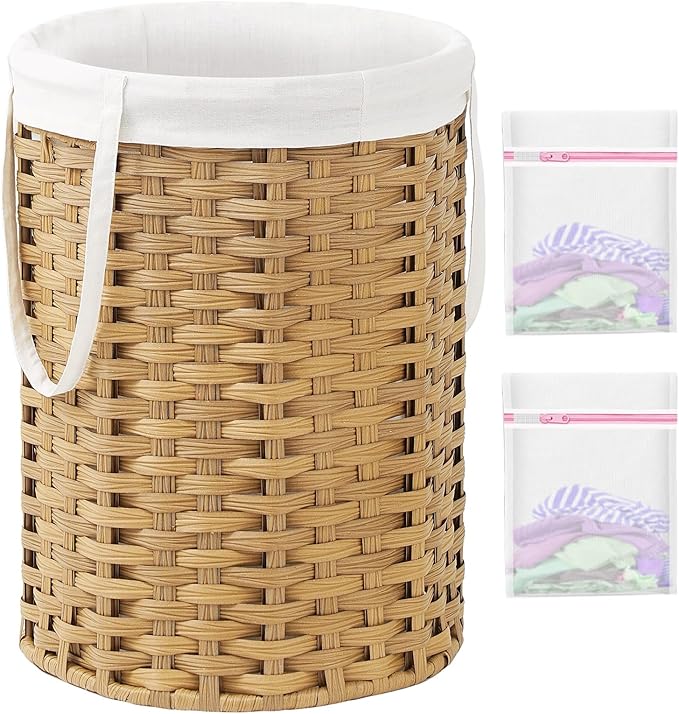 Laundry Hamper Laundry Basket Round 19.0 Gal Handwoven Rattan Hamper, Large by SETVSON