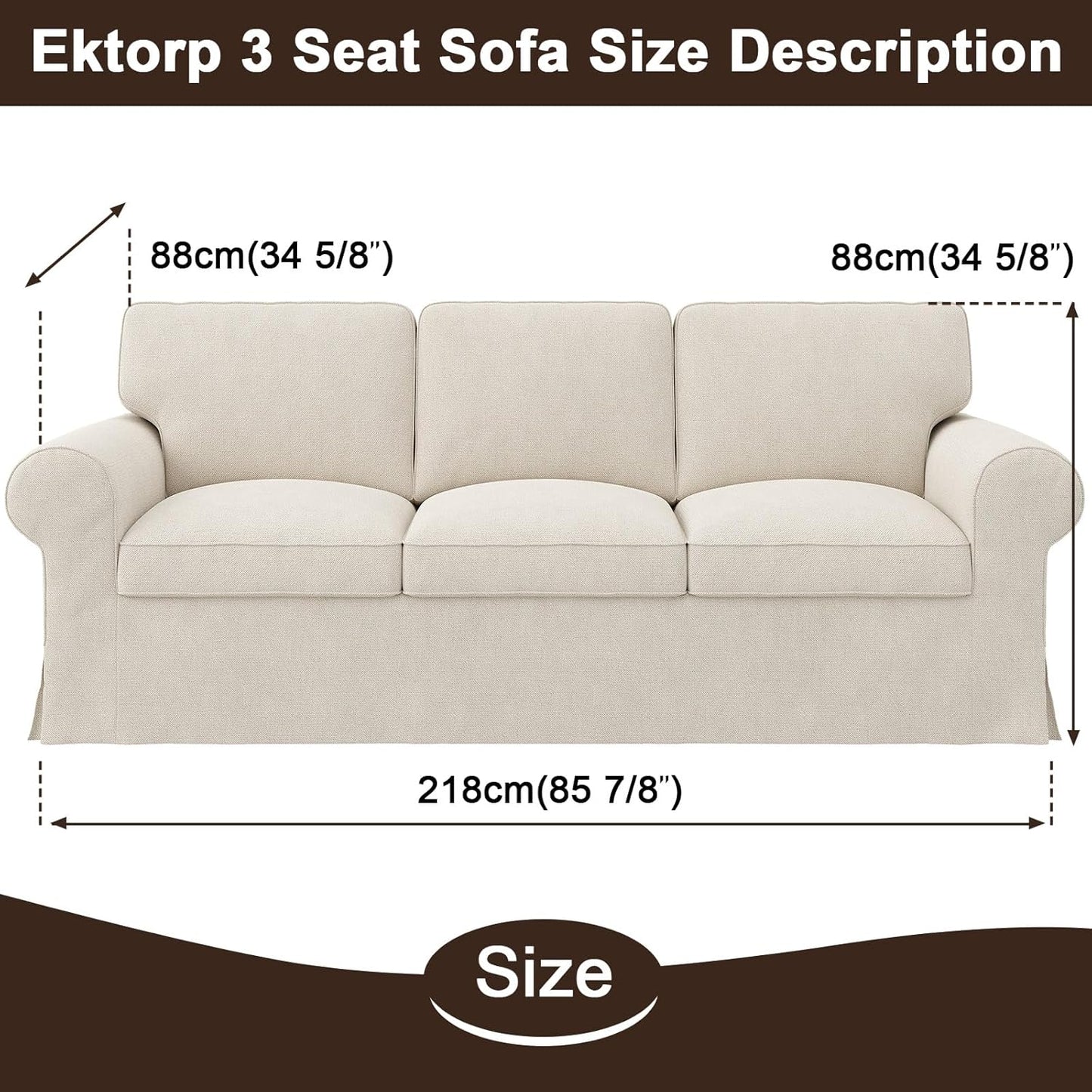 Ektorp 3 Seat Sofa Cover Slipcover Replacement Made for IKEA Ektorp 3 Seat Sofa Cover, Couch Cover Not Include The Sofa Body,Cool White