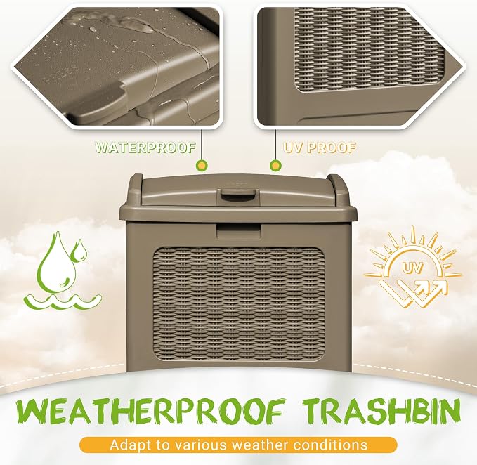 YESHOMY 33 Gallon Resin Outdoor Trash Can - Image 3