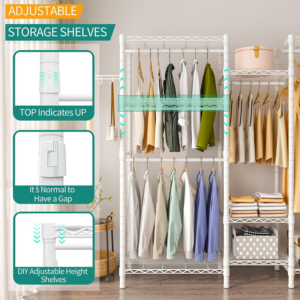 Heavy Duty Large Garment Rack, Portable Wardrobe Clothes Rack