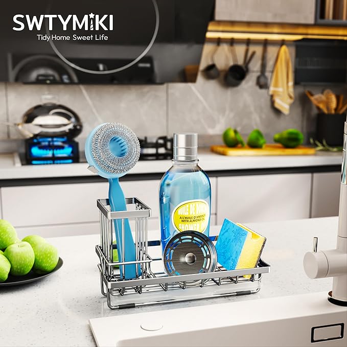 SWTYMIKI Kitchen Sink Caddy Sponge Holder, Kitchen Sink Organzier and Storage - Image 7
