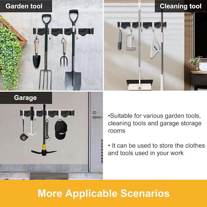 2-Pack Metal Mop Broom Holder Wall Mount - Image 5