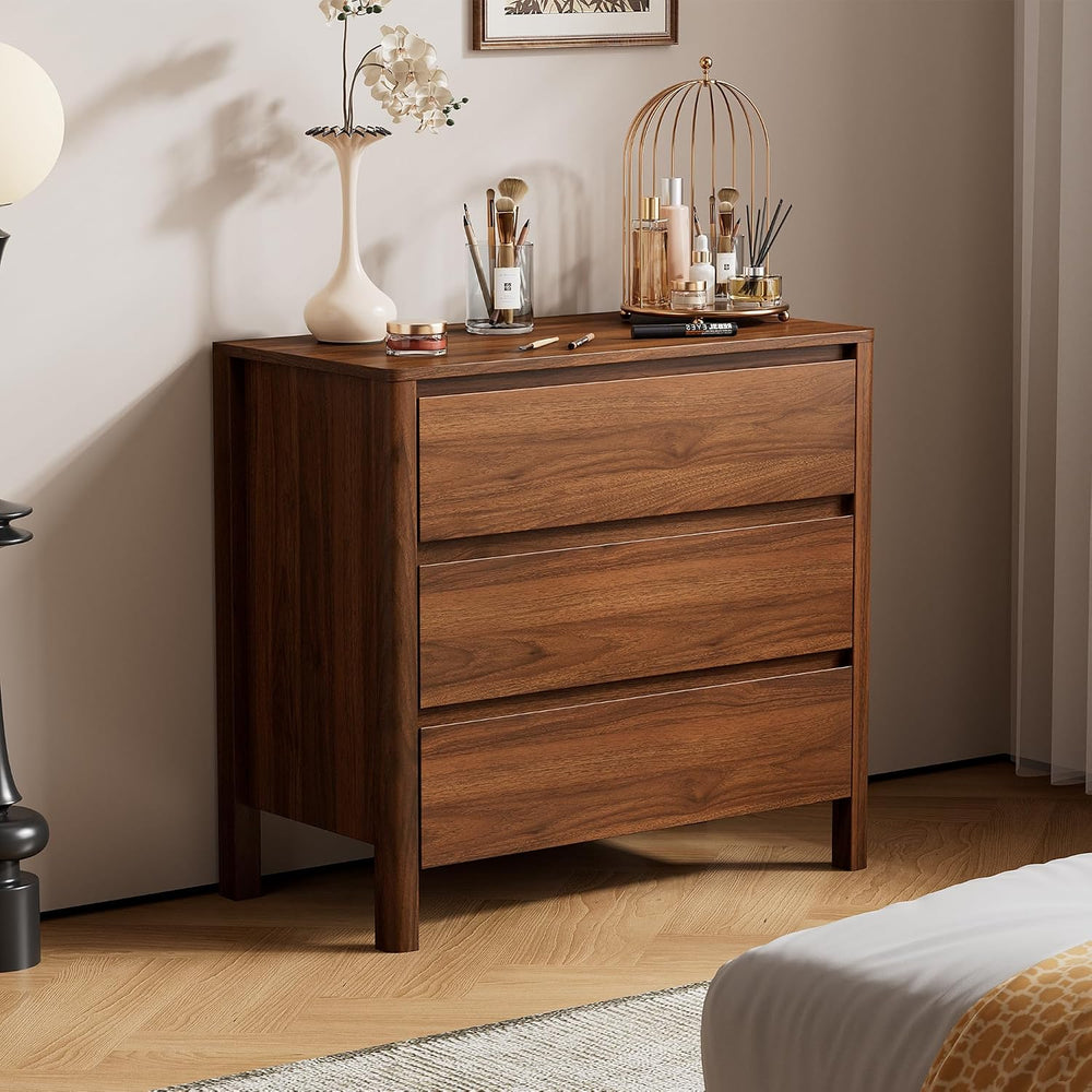Furniway 31.5" Mid-Century Modern Dresser for Bedroom, 3 Drawer Small Ch...