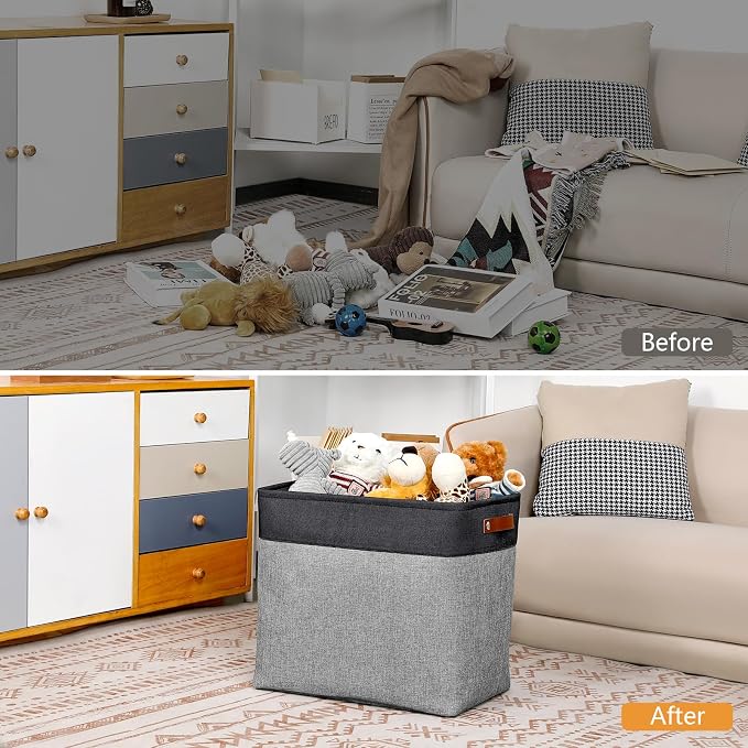 DULLEMELO Grey Storage Baskets for Organizing 3 Pack Fabric Shelf Baskets for - Image 7