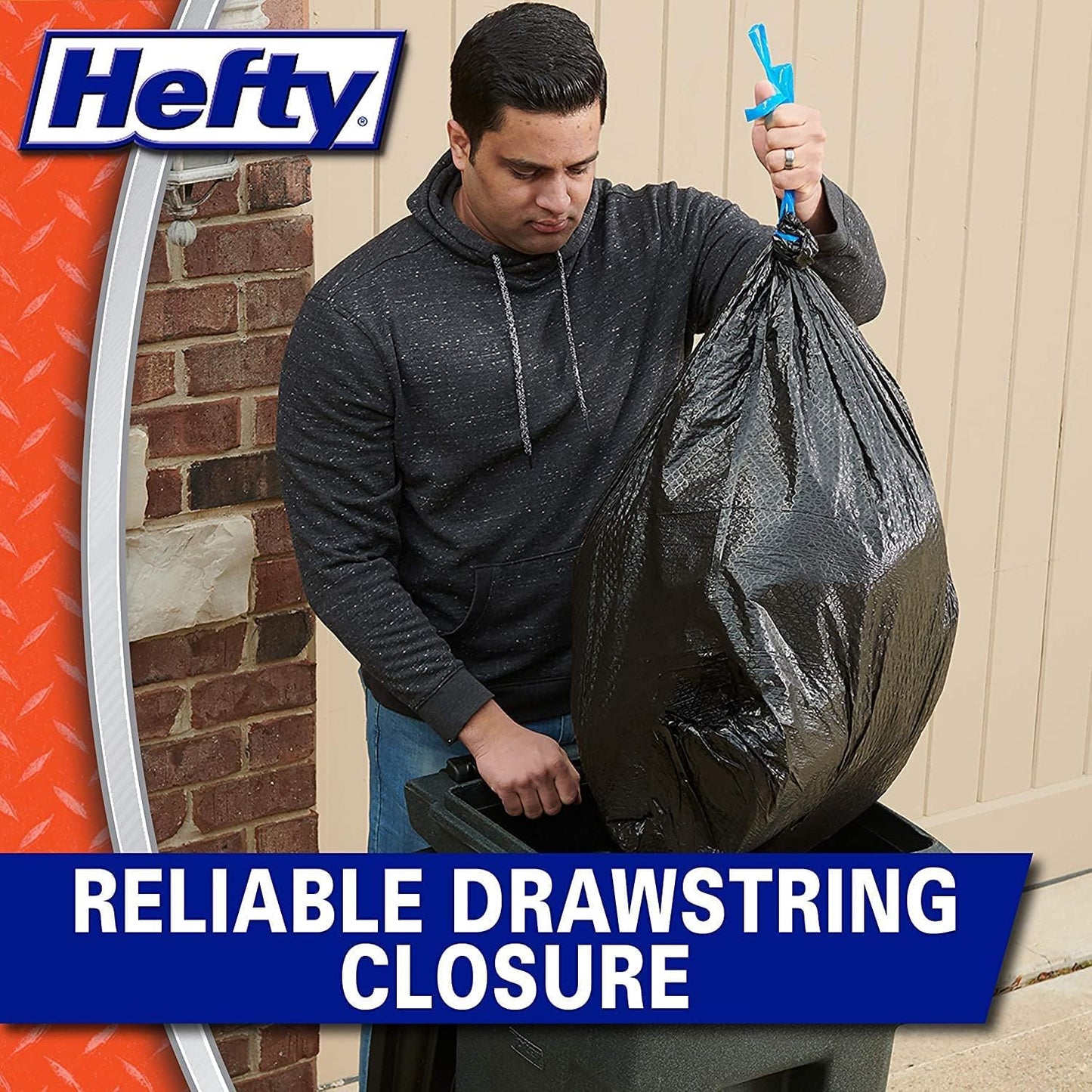 Hefty Ultra Strong Multipurpose Trash Bags, Black Large Flexible Bags with Drawstring, White Pine Breeze Scent, 30 Gallon Bags, 25 CT Bags Per Pack (Pack of 12)