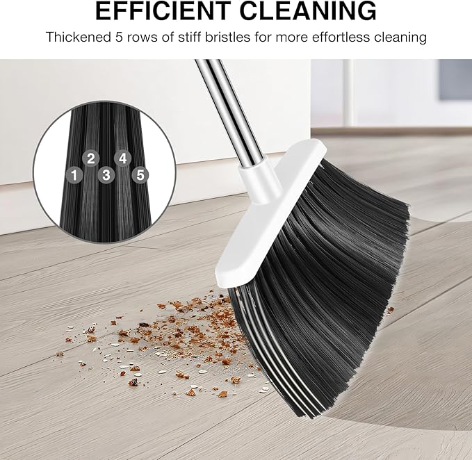 NACENA Broom and Dustpan Set, 52-in Long Adjustable Handle Broom Dustpan Combo - Image 6