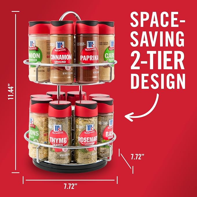 McCormick Spice Rack, Two Tier Chrome, Featuring 16 Herbs & Spices
