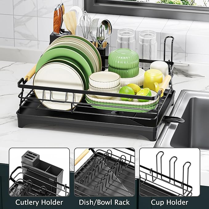 Epicano Dish Drying Rack for Kitchen Counter, Space-Saving Dish Rack, Rustproof - Image 3