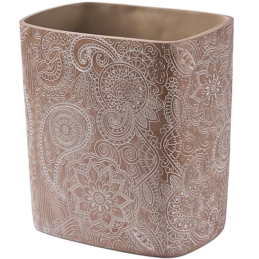 Polytree Boho Flowers Bathroom Trash Can 1.8 Gallon Small Kitchen Garbage Can by Polytree