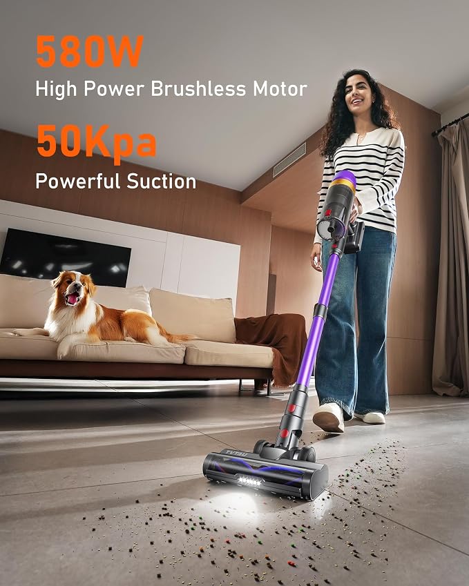 Cordless Vacuum Cleaner, 580W 50KPA 70Mins Upgraded Stick Vacuum Cleaners - Image 6