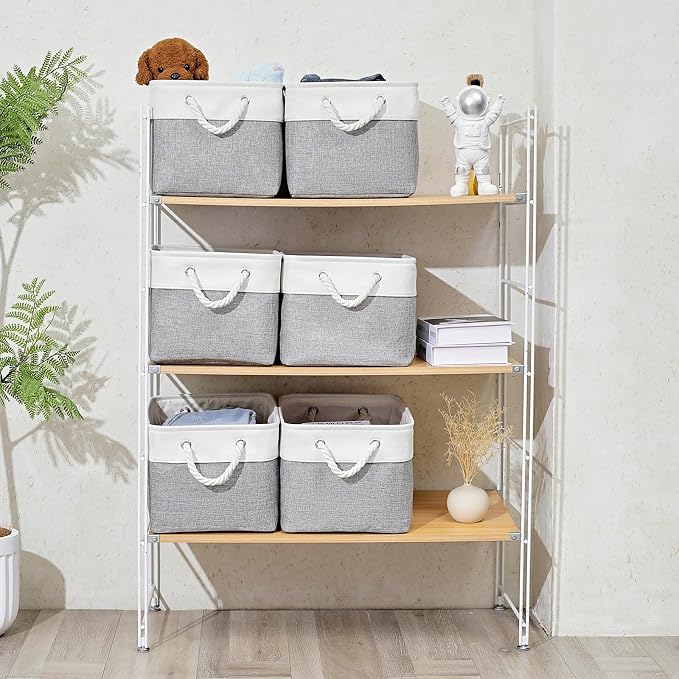15x11x9.5 Inch Storage Baskets for Shelves, 3 Pack Storage Bins，Foldable - Image 2