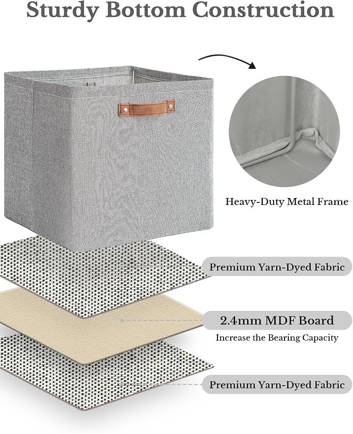 StorageWorks 13x13 Inches Storage Cube, Fabric Storage Bins - Image 4