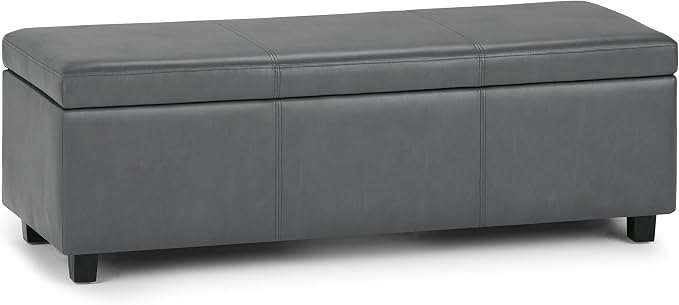 SIMPLIHOME Avalon 48 inch Wide Contemporary Rectangle Storage Ottoman Bench in by SimpliHome