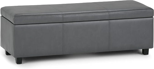 SIMPLIHOME Avalon 48 inch Wide Contemporary Rectangle Storage Ottoman Bench in by SimpliHome